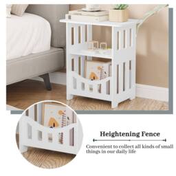 Dprodo Multifunction Small Side Table with Storage Shelf Basket in Off-White - Size: 1 Pack - thumbnail 6