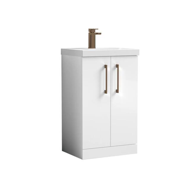 Balterley Modern Bathroom 2 Soft Close Door Vanity Unit Basin, White, 500mm in White - image 1