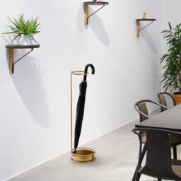 CALICOSY Umbrella Stand With Circular Base In Gold-Tone Metal, H75cm in Gold - thumbnail 3