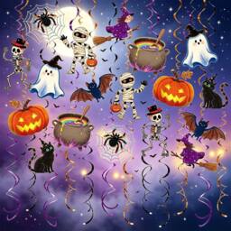 Lovii 48 Pack Halloween Hanging Swirl Decorations Ghost Pumpkin - thumbnail 1