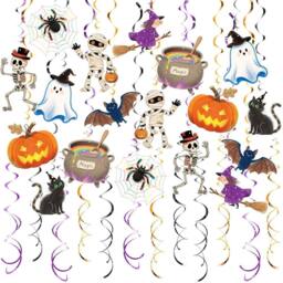 Lovii 48 Pack Halloween Hanging Swirl Decorations Ghost Pumpkin - thumbnail 2