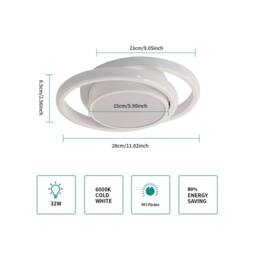 Goeco LED Ceiling Light 32W 6500K Modern Round Design for Bedroom Bathroom in White - thumbnail 6