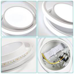 Goeco LED Ceiling Light 32W 6500K Modern Round Design for Bedroom Bathroom in White - thumbnail 8