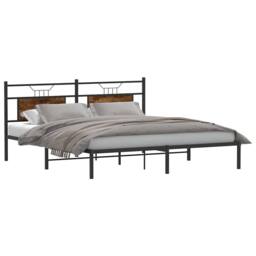 Berkfield Home Bed Frame without Mattress Smoked Oak 160x200 cm Engineered Wood in Brown - thumbnail 3