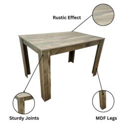 KOSY KOALA Modern Rustic Effect Dining Table With 4 Cream Plastic Chairs - thumbnail 5