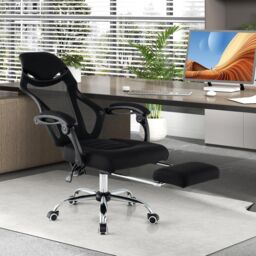 Gymax Ergonomic Mesh Office Chair High Back Executive Chair with Footrest in Black - thumbnail 2