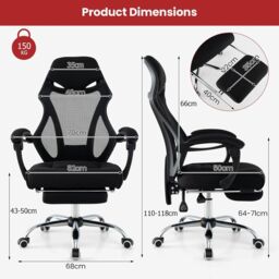 Gymax Ergonomic Mesh Office Chair High Back Executive Chair with Footrest in Black - thumbnail 4