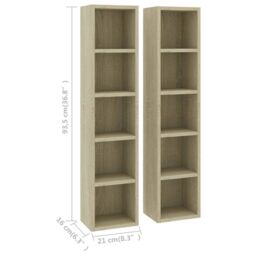 Berkfield Home CD Cabinets 2 pcs Sonoma Oak 21x16x93.5 cm Engineered Wood in Brown - thumbnail 6