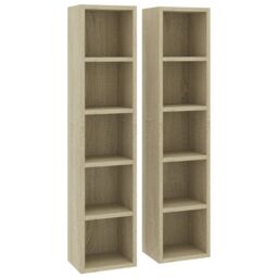 Berkfield Home CD Cabinets 2 pcs Sonoma Oak 21x16x93.5 cm Engineered Wood in Brown - thumbnail 2