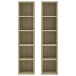 Berkfield Home CD Cabinets 2 pcs Sonoma Oak 21x16x93.5 cm Engineered Wood in Brown - thumbnail 4