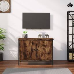 Berkfield Home TV Cabinet with Doors Smoked Oak 60x35x45 cm Engineered Wood in Brown - Size: 60 x 35 x 45 cm - thumbnail 2