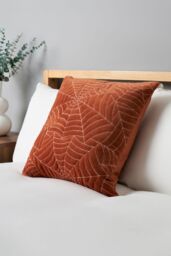 BHS Halloween Cobweb Cushion in Orange - Size: 45 cm x 45 cm