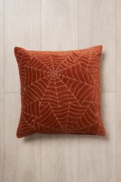 BHS Halloween Cobweb Cushion in Orange - Size: 45 cm x 45 cm - thumbnail 3