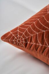 BHS Halloween Cobweb Cushion in Orange - Size: 45 cm x 45 cm - thumbnail 2