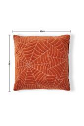 BHS Halloween Cobweb Cushion in Orange - Size: 45 cm x 45 cm - thumbnail 4