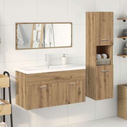 Berkfield Home 4 Piece Bathroom Furniture Set Artisan Oak Engineered Wood in Brown - thumbnail 3