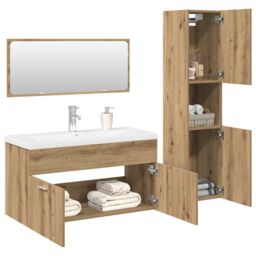 Berkfield Home 4 Piece Bathroom Furniture Set Artisan Oak Engineered Wood in Brown - thumbnail 1