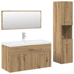 Berkfield Home 4 Piece Bathroom Furniture Set Artisan Oak Engineered Wood in Brown - thumbnail 2