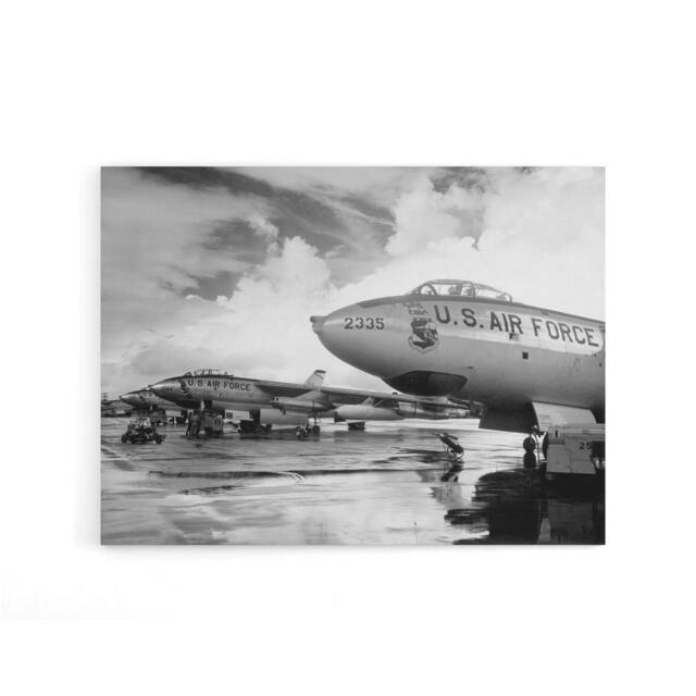 "Artery8 USAF 1950 B 47 Stratojet Bomber Aircraft Canvas Wall Art Print in Grey - Size: W18"" x H24""" - image 1