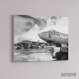 "Artery8 USAF 1950 B 47 Stratojet Bomber Aircraft Canvas Wall Art Print in Grey - Size: W18"" x H24""" - thumbnail 2