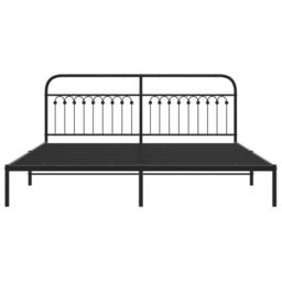 Berkfield Home Metal Bed Frame without Mattress with Headboard Black 193x203cm - Size: 193x203 cm - thumbnail 4