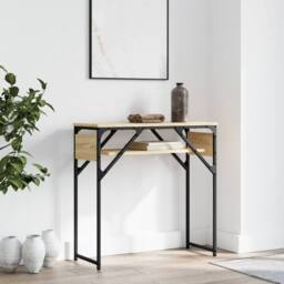 Berkfield Home Decorative Console Table with Shelf Sonoma Oak 75x30x75cm Enginee in Brown - Size: 75 x 30 x 75 cm - thumbnail 2