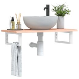 Berkfield Home Basin Shelf Wall Mounted Steel & Solid Wood Oak in Brown
