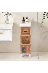 Living and Home Plastic Narrow Storage Cabinet Drawer Organizer Bathroom Storage Cupboard in White - Size: Medium - thumbnail 8