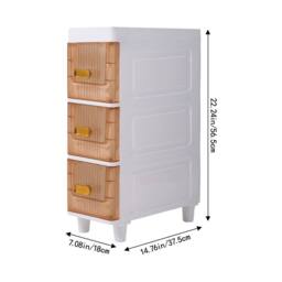 Living and Home Plastic Narrow Storage Cabinet Drawer Organizer Bathroom Storage Cupboard in White - Size: Medium - thumbnail 4