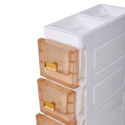 Living and Home Plastic Narrow Storage Cabinet Drawer Organizer Bathroom Storage Cupboard in White - Size: Medium - thumbnail 6