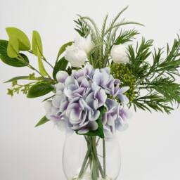 Scottish Everlastings Ltd 37cm Blue Hydrangeas in Glass Vase - thumbnail 3