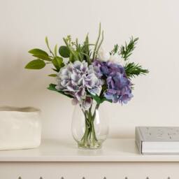 Scottish Everlastings Ltd 37cm Blue Hydrangeas in Glass Vase