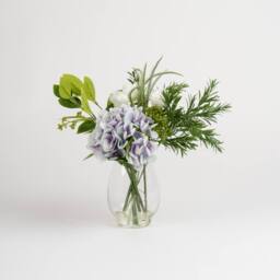 Scottish Everlastings Ltd 37cm Blue Hydrangeas in Glass Vase - thumbnail 2