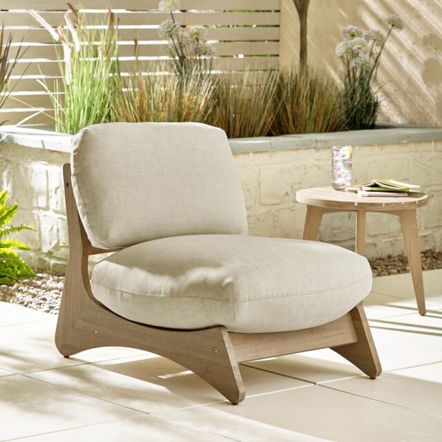 FurnitureboxUK Iko Solid Wood & Cream Outdoor Indoor Accent Chair - image 1