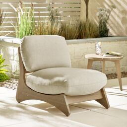 FurnitureboxUK Iko Solid Wood & Cream Outdoor Indoor Accent Chair