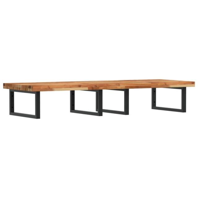 Berkfield Home Basin Shelf Wall Mounted Steel & Solid Wood Acacia in Brown - image 1