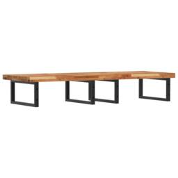 Berkfield Home Basin Shelf Wall Mounted Steel & Solid Wood Acacia in Brown - thumbnail 6