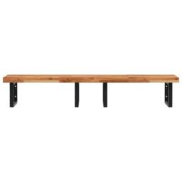 Berkfield Home Basin Shelf Wall Mounted Steel & Solid Wood Acacia in Brown - thumbnail 4