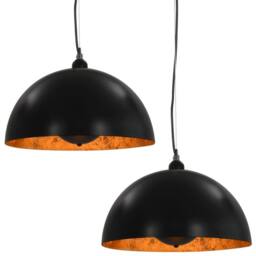 Berkfield Home Ceiling Lamps 2 pcs Black & Gold Semi-spherical 40 cm E27