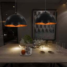 Berkfield Home Ceiling Lamps 2 pcs Black & Gold Semi-spherical 40 cm E27 - thumbnail 2
