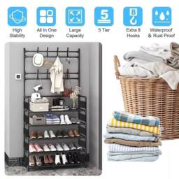 Havendro 5 Tier Shoe Rack Footwear Stand Storage Organiser in Black - thumbnail 3