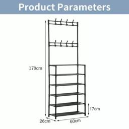 Havendro 5 Tier Shoe Rack Footwear Stand Storage Organiser in Black - thumbnail 2