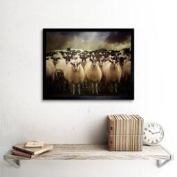"Artery8 Sheep Flock Farm Wool Home Decor 12x16"" Framed Wall Art Print in Brown - Size: W12"" x H16""" - thumbnail 2