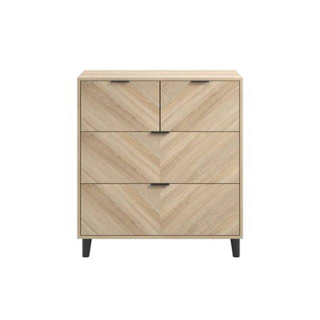 Lemon Pavilion Furniture Stockholm Chevron 4 Drawer Chest - L39 x W82 x H90 cm in Brown - Size: 1 Pack - image 1