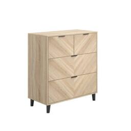 Lemon Pavilion Furniture Stockholm Chevron 4 Drawer Chest - L39 x W82 x H90 cm in Brown - Size: 1 Pack - thumbnail 2
