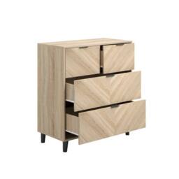 Lemon Pavilion Furniture Stockholm Chevron 4 Drawer Chest - L39 x W82 x H90 cm in Brown - Size: 1 Pack - thumbnail 3