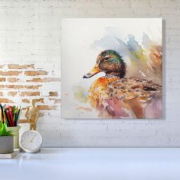 "Warren Reed - Designer Mallard Watercolour Canvas in Brown - Size: W30"" x H30""" - thumbnail 2