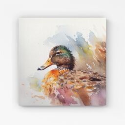 "Warren Reed - Designer Mallard Watercolour Canvas in Brown - Size: W30"" x H30""" - thumbnail 1