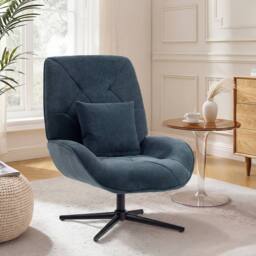 HOMCOM Swivel Accent Chair, Chenille Armchair with Lumbar Pillow, Dark Green in Teal