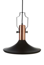 Orsina Large Black & Copper Pendant Light, Industrial Hammered Metal Ceiling Light, Brushed Copper Inner Shade - thumbnail 2
